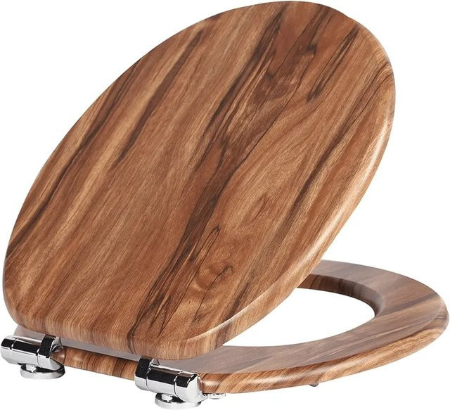 SINOBATH WC Sitz mit Absenkautomatik aus MDF Holzkern, oval, braun, B: 43,5 cm, T: 37,8 cm, H: 5,0 cm - Bild 1