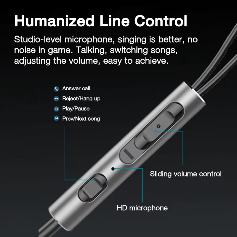 EARDECO In-Ear Kopfhörer mit Mikrofon und Rauschunterdrückung, kabelgebunden mit 3,5 mm Klinkenanschluss, Schwarz - Bild 3