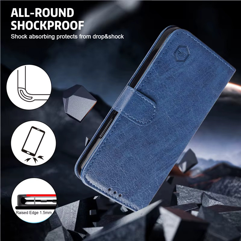 Magnetische Lederhülle KEDBBAO als Flip-Case für iPhone Modelle in Blau - Bild 3