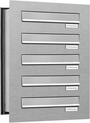 AL Briefkasten für 5 Parteien, Mauerdurchwurf, silberfarben, B/T/H: 153,383 x 48,0 x 57,5 cm - Bild 1