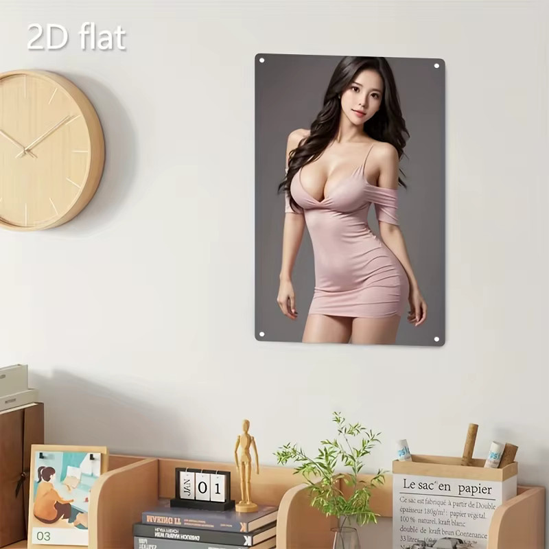 Metall-Wandkunstschild CIFBUY in Rosa mit Dessous-Modemotiv, rechteckiges Wanddekor aus Metall - Bild 4