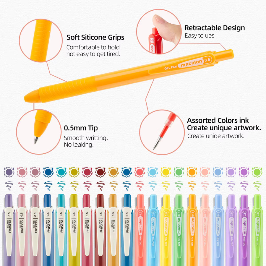 40 Farben Gelstifte mit feiner 0,5 mm Spitze, schnell trocknende Tintenstifte in Mehrfarben für Journaling und Zeichnen - Bild 2