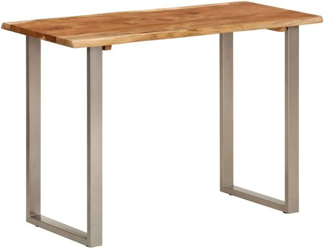 vidaXL Esstisch aus Massivholz Akazie im Industrial Design, Farbe: Silber/Braun, B/T/H: 110 x 50 x 76 cm - Bild 1