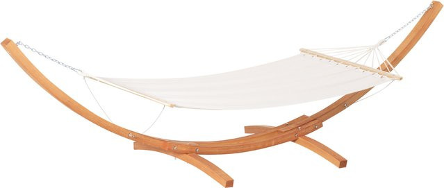 Outsunny Gartenhängematte mit Holzgestell für 1 Person in Creme und Braun, B/T/H: 1,2 x 3,92 x 1,1 m - Bild 1