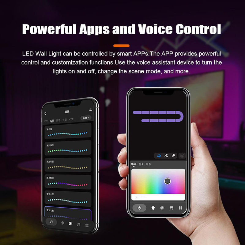 TOMTOP JMS Smart LED Wandleuchte mit WLAN und App-Steuerung, RGB Lichtleiste in Weiß mit Musiksynchronisierung und Dimmfunktion für Schlafzimmer und Spielzimmer - Bild 2
