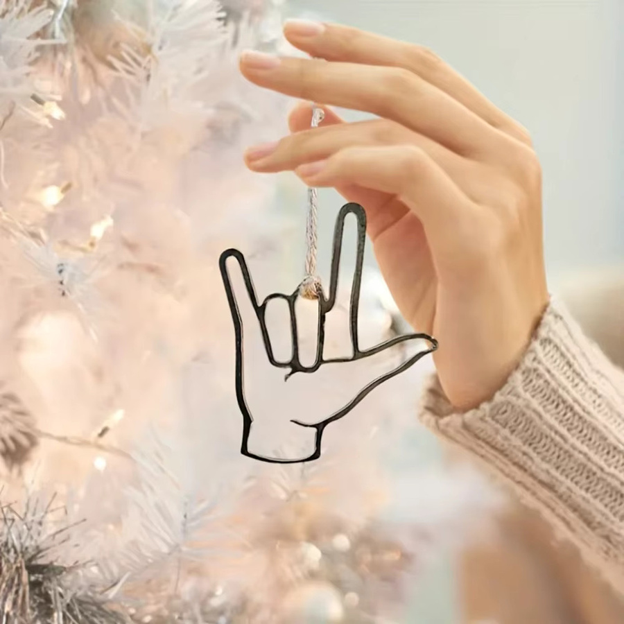 CIFBUY I Love You Metall-Wandkunst in Handform mit Herz und Buchstaben als modernes Wandornament - Bild 2
