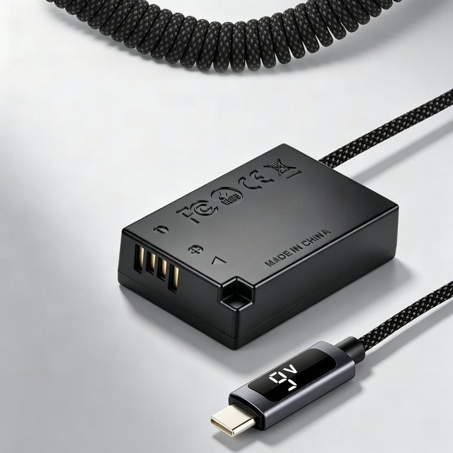 Batmax LP-E17 DR-E18 Dummy-Akku mit USB-C PD 9V Anschluss für Canon Kameras in Schwarz - Bild 1