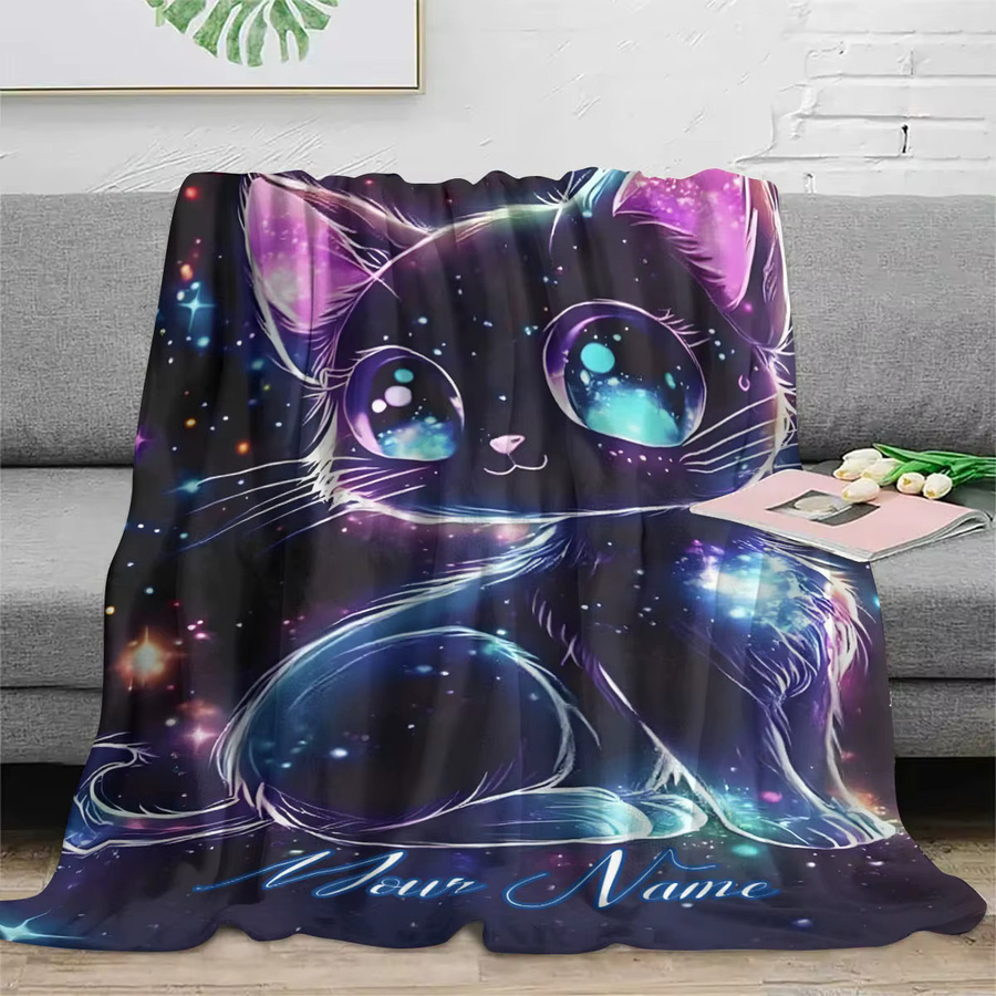 ZIZ Personalisierte Decke mit Cosmic Kitty Katzenmuster in Multicolour, B/T/H: 100 x 75 x 75 cm - Bild 2