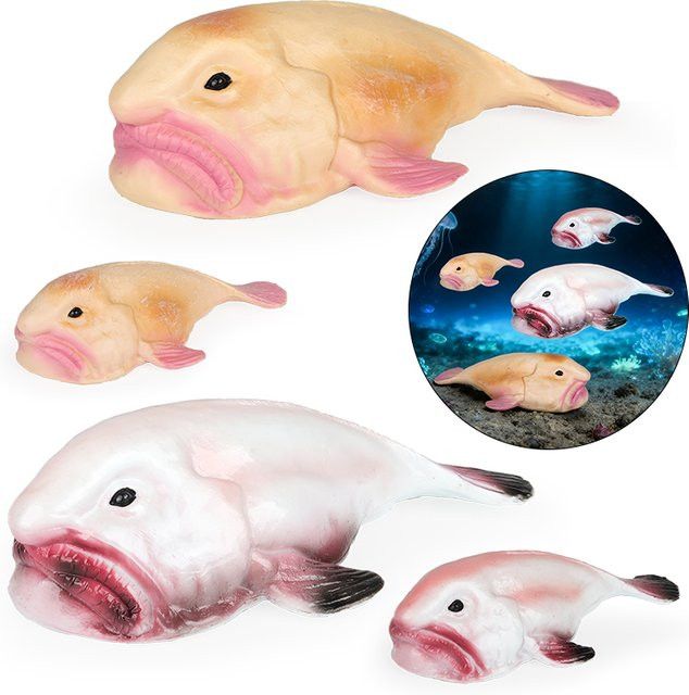 Oenux Tiefseefisch Blobfish Psychrolutes Marcidus Actionfigur aus PVC als Lernspielzeug für Kinder - Bild 1