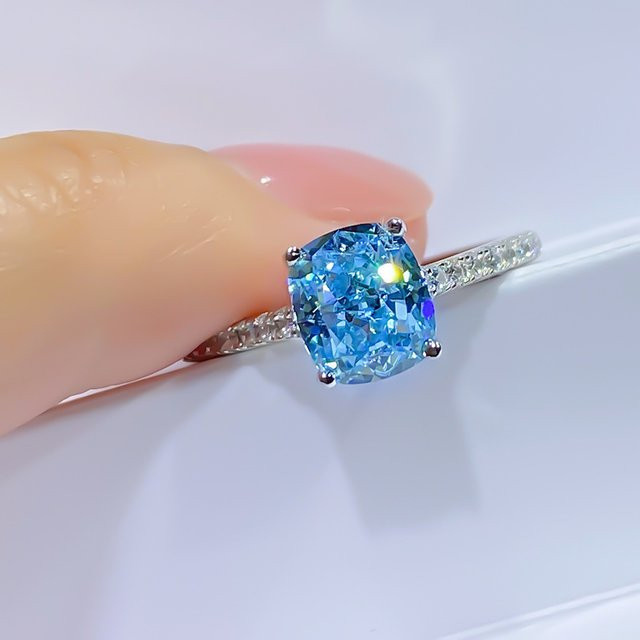 SAY Ring 925 Silber, blauer Edelstein, Damen, Verlobungsring - Bild 1
