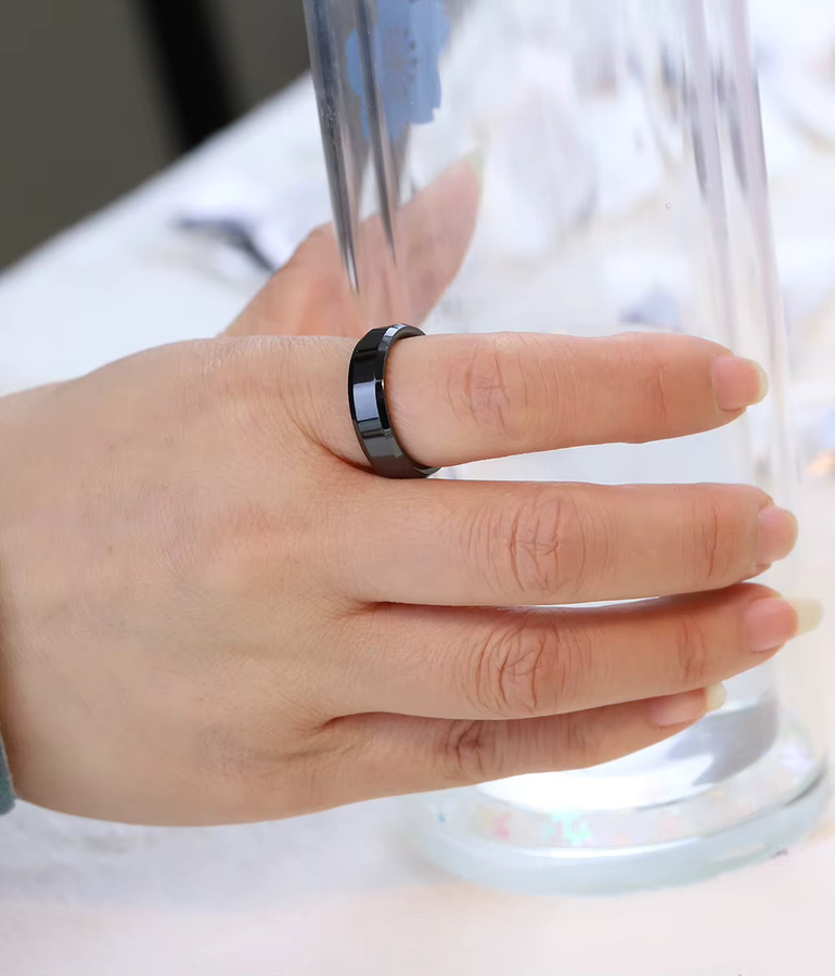 VQYSKO Ring Keramik, Schwarz, Weiß, Unisex - Bild 2