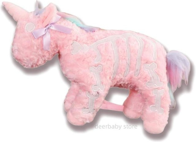 Kidsly Einhorn-Rucksack, Pegasus-Skelett, Plüsch, Schwarz-Rosa, ab 14 Jahren - Bild 1