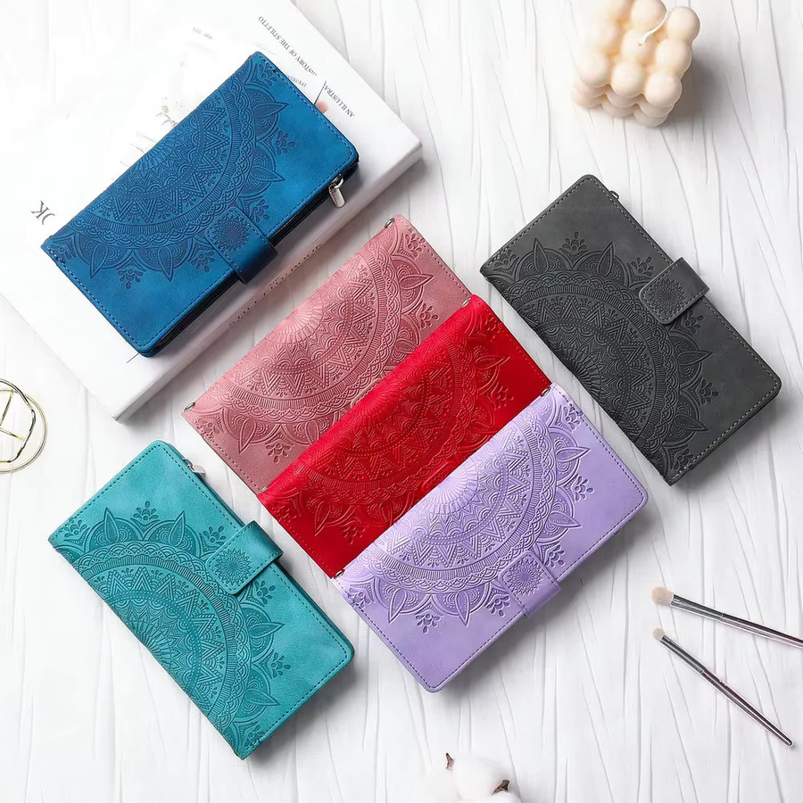 Eseble Crossbody Lederhülle mit Reißverschluss für iPhone 15 und iPhone 14 in Purple - Bild 5