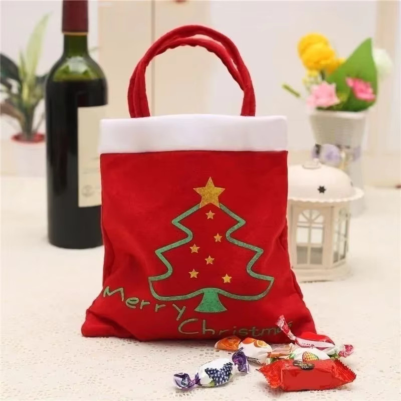 Rote Weihnachts-Geschenktasche für Kinder als Süßigkeiten-Beutel und Mini-Handtasche für Weihnachtsdekoration und Partys - Bild 3