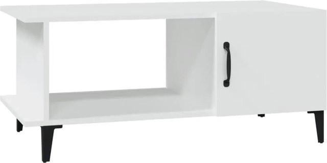 vidaXL Couchtisch in Weiß und Eiche aus Holzwerkstoff und Metall, B/T/H: 90 x 50 x 40 cm - Bild 1