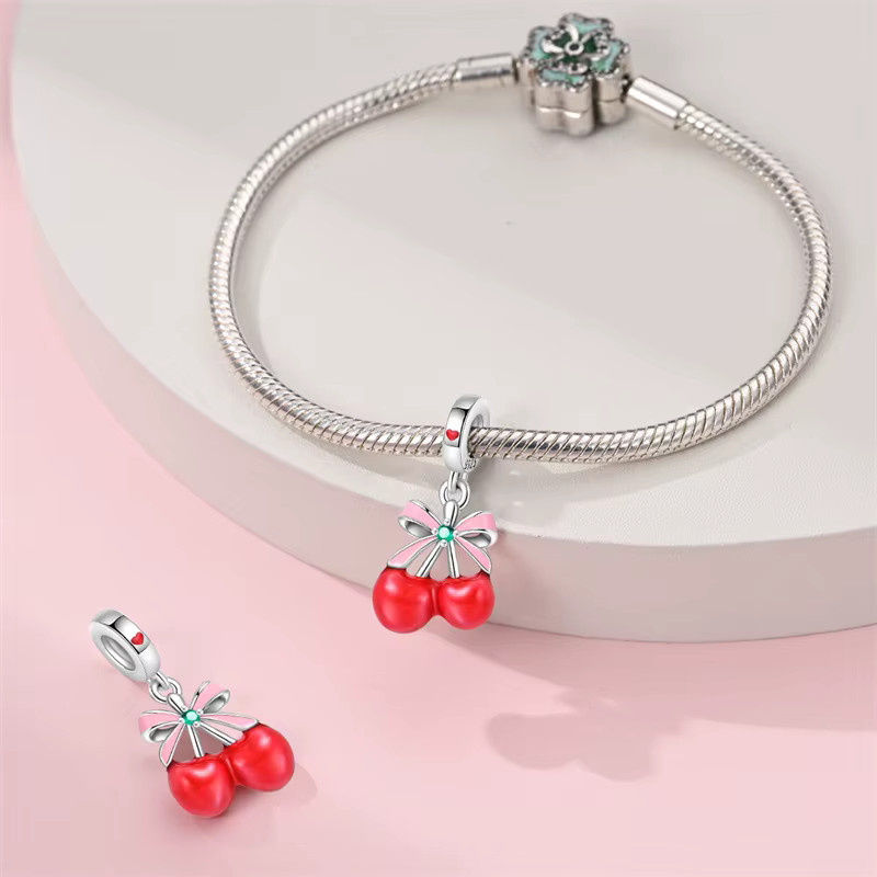 Qikaola Charms 925 Silber, Obst, Perlen, Unisex - Bild 1