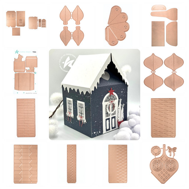 Kaffeehaus-Kuchenbox Skandinavische Plissee-Tropfen und Plissee-Stern Stanzformen aus Metall in Gold für Scrapbooking und Bastelarbeiten - Bild 1