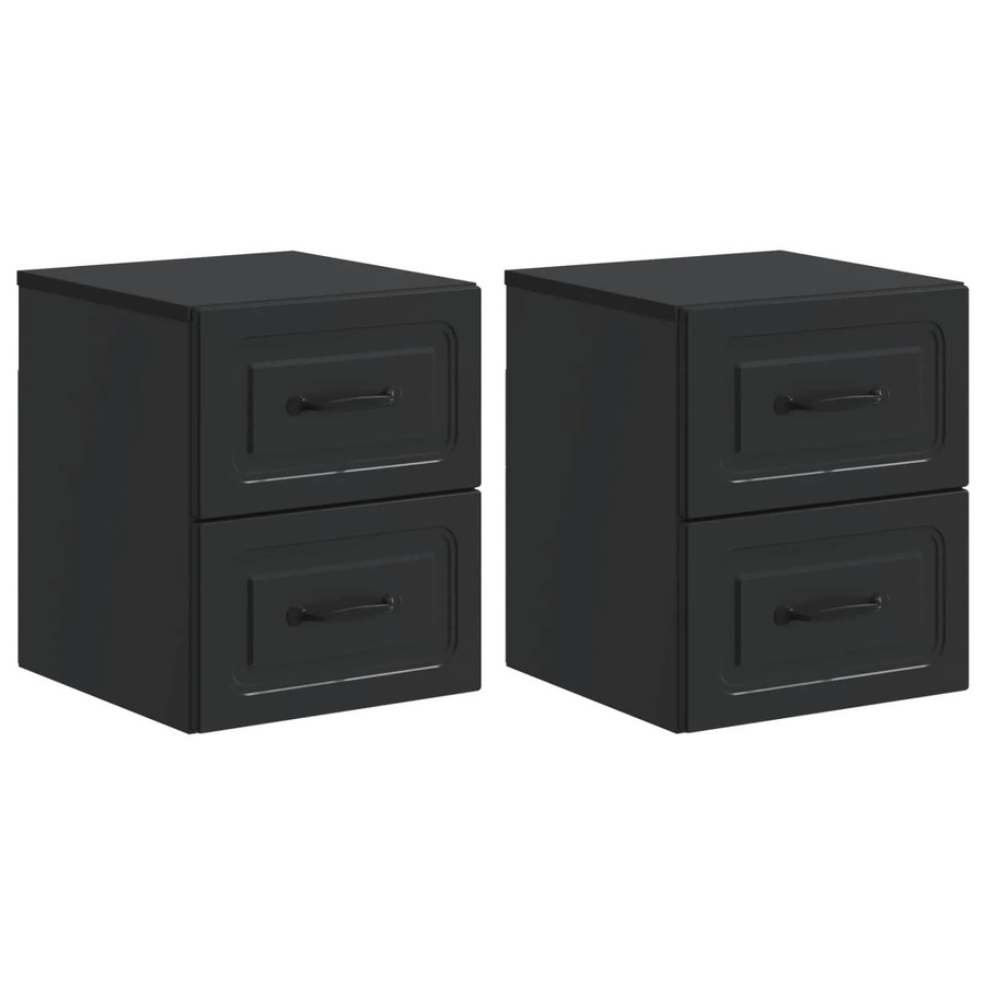 vidaXL Wandmontierter Nachttisch 2er-Set in Schwarz, B/T/H: 34,5 x 33 x 40 cm - Bild 2