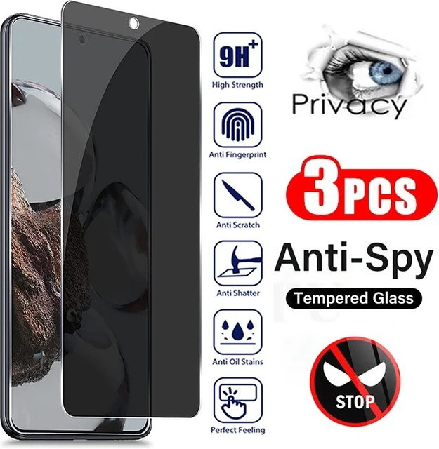 3er Pack Xiaomi Black Shark 4, 4S, 5 Pro und 5 RS Anti-Spy Sichtschutzglas Displayschutzfolie - Bild 1