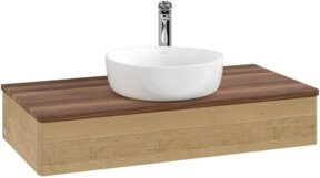 V&B Waschtischunterschrank Antao ohne Frontstruktur in Eiche Honigbraun, B/T/H: 100 x 50 x 19 cm - Bild 1