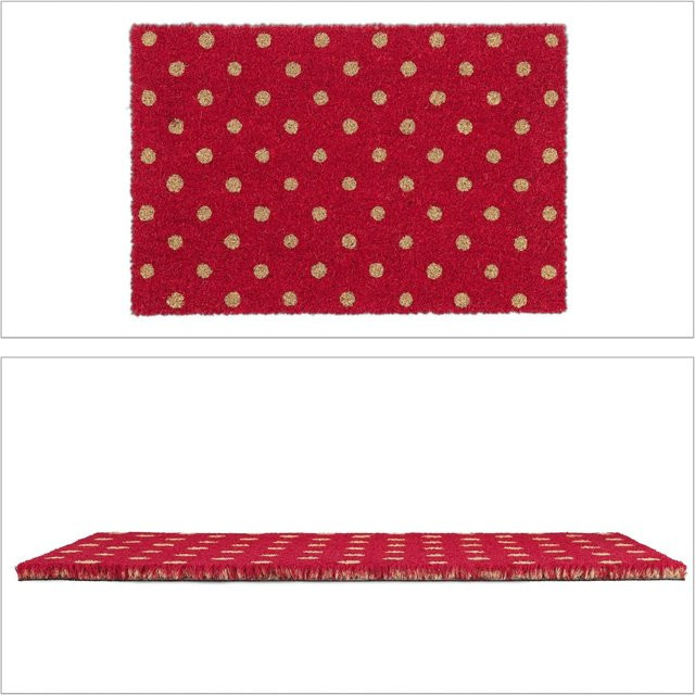 Relaxdays Fußmatte aus Kokosfaser und PVC in Rot und Beige, rutschfest und wetterfest, B/T/H: 60 x 40 x 1,5 cm - Bild 1