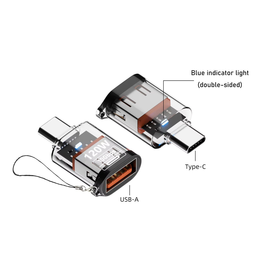 NNBILI USB 3.2 zu Typ-C Adapter mit 120 W Schnellladefunktion und 10 Gbps Hochgeschwindigkeits-Datenübertragung, OTG Konverter in Weiß - Bild 6