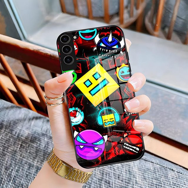 Stoßfeste Handyhülle mit G-Geometry Dash Design für Samsung Galaxy A13 A14 A25 A31 A33 A35 A36 A52 A54 A56 5G in Multicolour mit Glasabdeckung - Bild 1