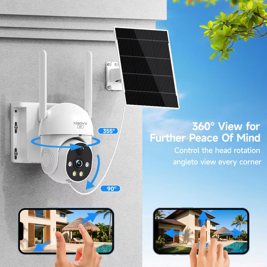 Xiaomi Solar CCTV Kamera 8MP 2K HD, Drahtlose PTZ WiFi Außenkamera mit Batterie, IP65 Wasserdicht, PIR Bewegungsmelder und Nachtsicht, Farbe: Weiß - Bild 2