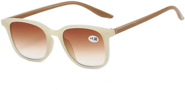 Yiran glasses Lese-Sonnenbrille, rechteckig, Kunststoff, Unisex, braun beige, Vollrand - Bild 1