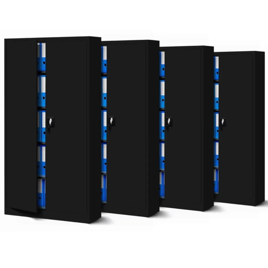JAN NOWAK 4er Set Aktenschrank aus Metall mit abschließbaren Flügeltüren in Schwarz, H 185 cm x B 90 cm x T 40 cm - Bild 2