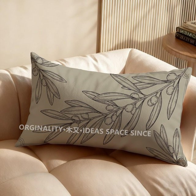 JMG Clothing Kissenbezug mit Olivenzweigmuster in Grün, rechteckig, B/H: 60 x 40 cm - Bild 1