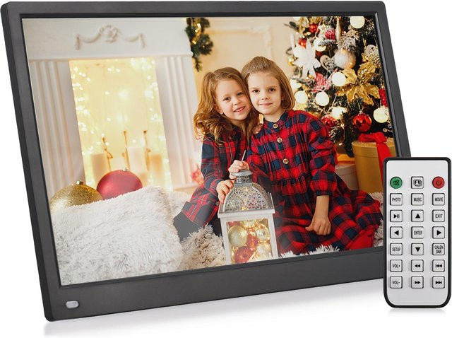 Andoer Digitaler Fotorahmen 15,6 Zoll mit IPS-Bildschirm und 1920 x 1080 Auflösung, Desktop Elektronisches Album in Beige - Bild 1