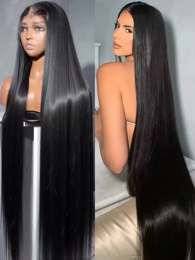 QZOQZO Echthaarperücke, 42 Zoll, HD Lace Front, gerade, Damen - Bild 7