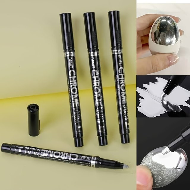 Chrom-Spiegel-Lackmarker Set mit reflektierender Tinte in Silber und Gold, 2mm Strichstärke für Auto-Styling, Modellbau und Handwerk auf Metall, Holz oder Kunststoff - Bild 1
