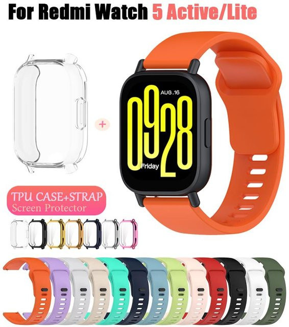 CRESTED Uhrenarmband mit Hülle, Silikon, Transparent, Xiaomi Redmi Watch 5 Active/Lite - Bild 1