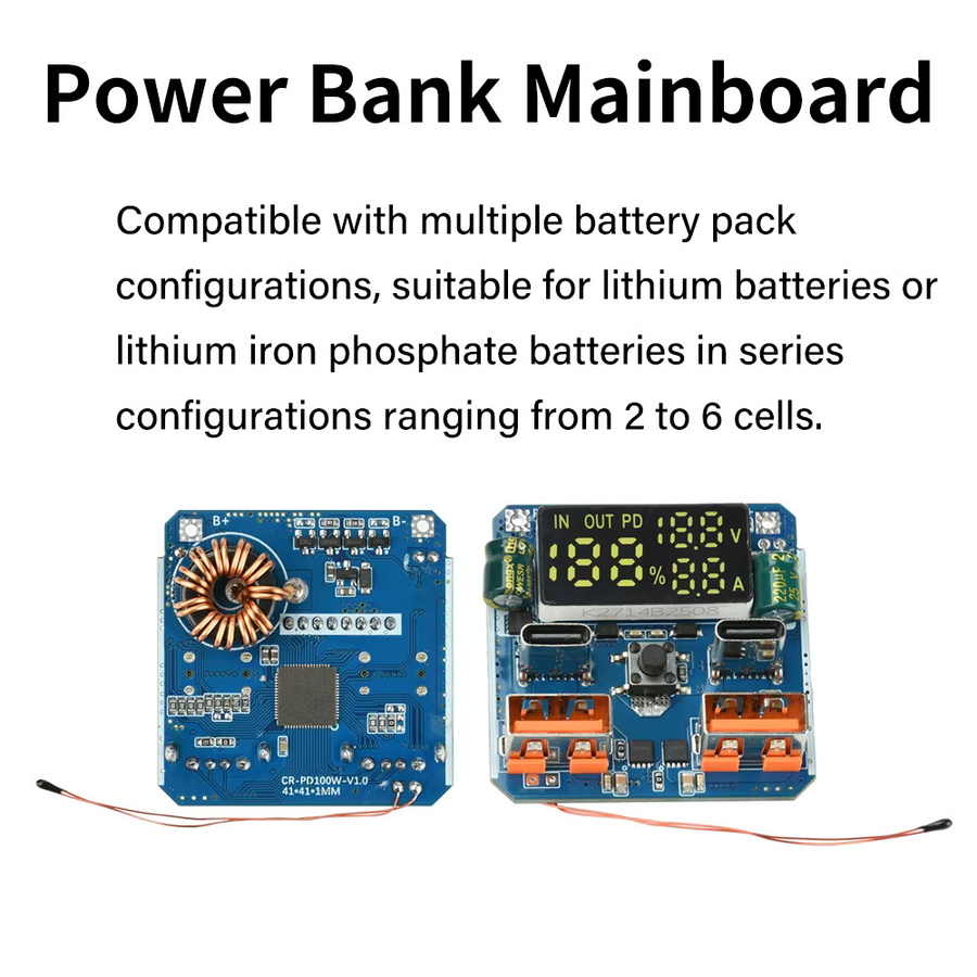 4S 100W PD Schnelllade-Aufwärts-/Abwärtsmodul, bidirektionale Lithiumbatterie-Schnelllade-Schutzplatine für mobile Powerbanks mit USB-C in Blau - Bild 2