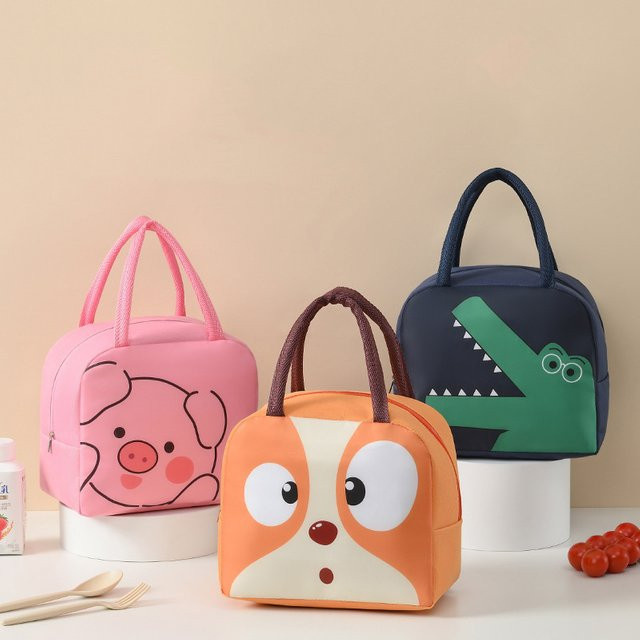 Thermische Lunchbox Tasche mit Cartoon Tier-Motiven für Kinder in Beige und Multicolour von Airfriend - Bild 1