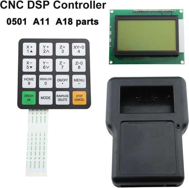 RichAuto DSP Handgriff mit Display und Tasten für CNC Holzbearbeitungs-Gravurcontroller in Schwarz - Bild 1