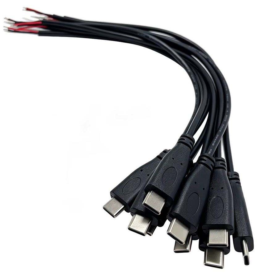 10 Stück JCD USB-C Pigtail 2-adrige Stromkabel zum DIY-Reparatur-Laden in Schwarz 22AWG - Bild 4