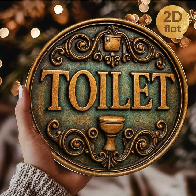 CIFBUY Antikes Toilettenschild aus Metall im Vintage-Stil, quadratische Wandtafel für Innen- und Außenmontage, Breite: 20 cm, Höhe: 20 cm - Bild 1