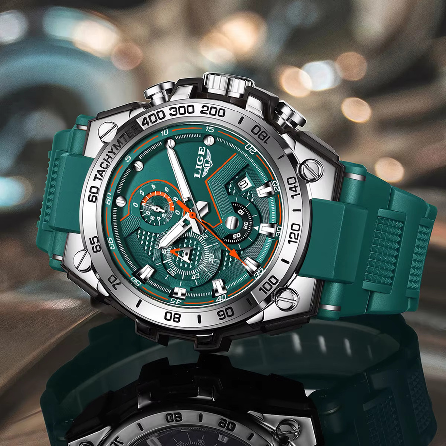 LIGE Armbanduhr Quarz, Silikon, Blau, Herren - Bild 4