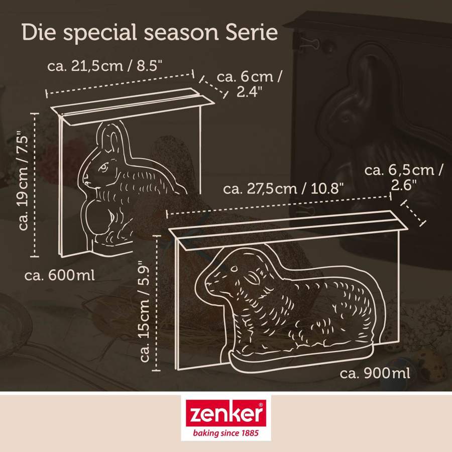 Zenker Backformen-Set Hase und Lamm, 2-teilig, beschichtete Stahl-Backformen - Bild 3