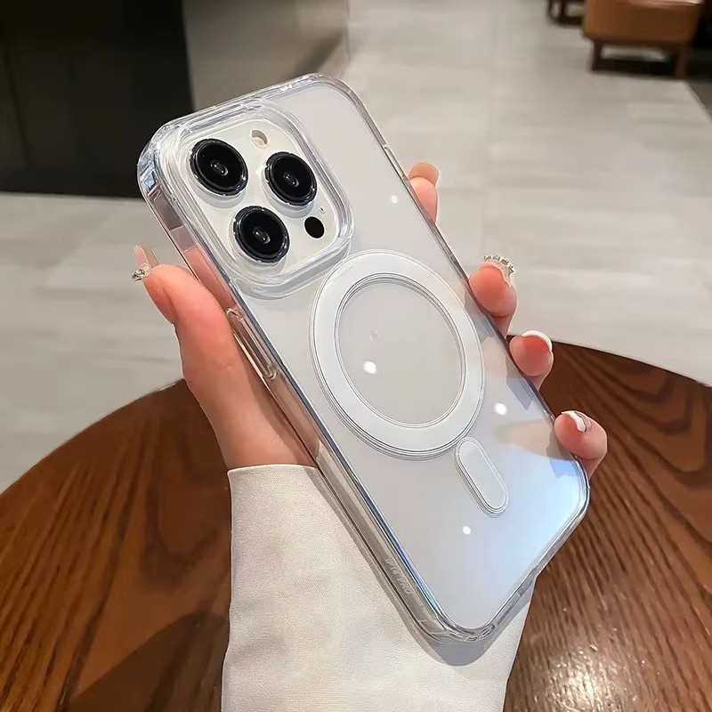 Transparente MagSafe-kompatible magnetische kabellose Ladehülle für iPhone 7 bis iPhone 17 Pro Max Plus, stoßfeste Schutzhülle - Bild 3