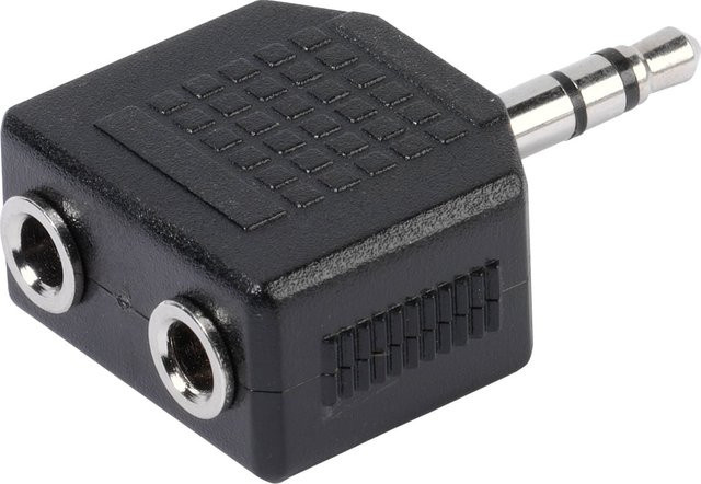 Vivanco Y-Adapter Klinke Stereo, 3,5 mm Stecker auf 2x 3,5 mm Buchse, Schwarz - Bild 1