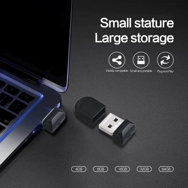 JASTER Super-Mini USB-Stick USB 2.0 wasserdicht mit Schlüsselanhänger in Schwarz oder Weiß, 128 GB - Bild 5