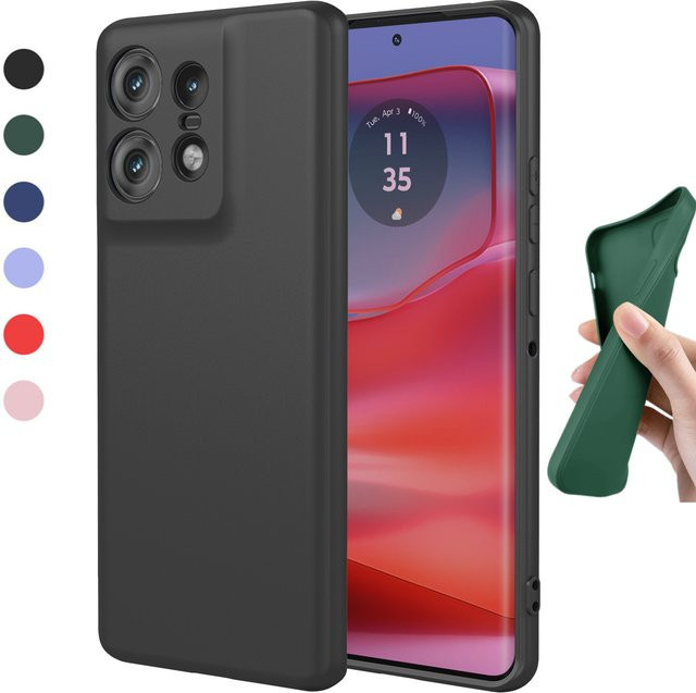 Flexible Flüssigsilikon Schutzhülle für Motorola Edge 50 Pro, 60 Fusion und Ultra 40 Neo Plus 2023 5G in Pink und Schwarz - Bild 1