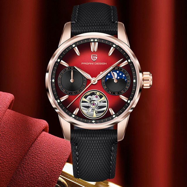 PAGANI DESIGN Armbanduhr, Automatik, Roségold, Edelstahl, Mondphase, Herren - Bild 1