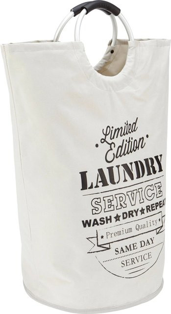 Mömax Wäschetonne Laundry in Hellgrau/Schwarz mit Griffen aus Stoff und Metall, B/T/H: 38,0 x 38,0 x 72,0 cm - Bild 1