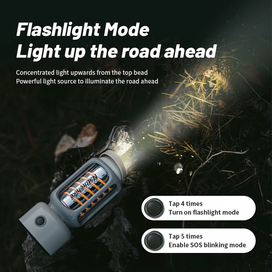 Naturehike Camping-Minilampe IPX4 wasserdicht, wiederaufladbare Outdoor-Zeltlampe mit Touch-Bedienung in Weiß - Bild 2