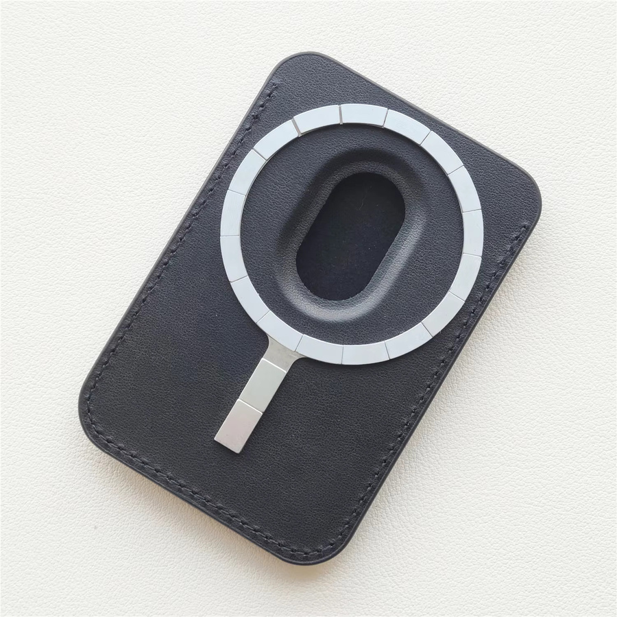 PhoFir Universal MagSafe Magnetische Kartenbrieftasche in Silber mit integriertem Ring und Aufkleber - Bild 2